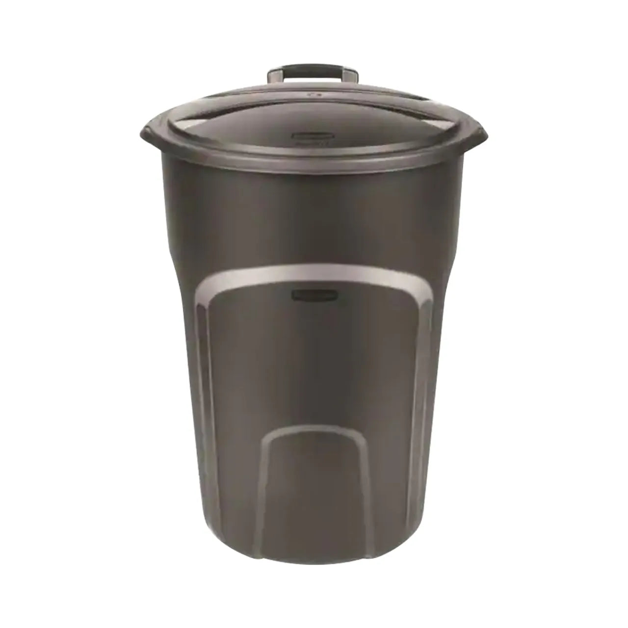 The Go Build Roughneck 32 gal. Easy Out Wheeled Trash Can in black comes with a lid and molded handles on the sides and lid for easy carrying.